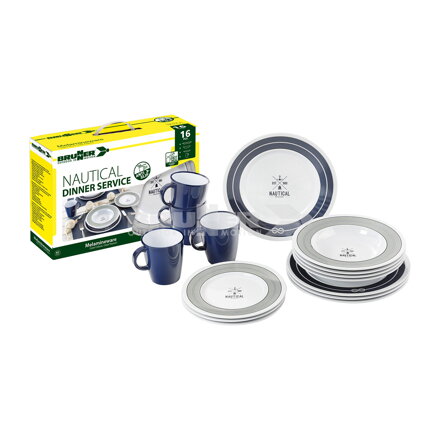 Brunner DINNER SERVICE NAUTICAL – 16-dielna sada melamínového riadu 