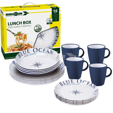 Brunner Lunch Box Blue Ocean – 16-dielna sada riadu s protišmykovým systémom