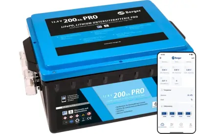 LiFePO4 lítiová batéria pod sedadlo Pro 200 Ah 12 V s Bluetooth a vyhrievaním
