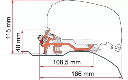 Adaptér na markízu Fiamma F80S Ducato low profile H2-L4 strieborné