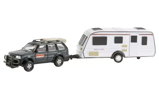 Auto s karavanom, kov/plast, 14 cm Auto s karavanom, kov/plast, 14 cm