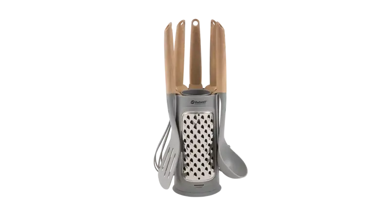 Outwell Adana Utensil Set – Kempingová sada kuchynského náčinia so stojanom a strúhadlom Outwell Adana Utensil Set – Kempingová sada kuchynského náčinia so stojanom a strúhadlom