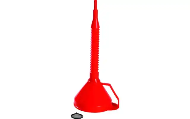 Lievik s rukoväťou so sitkom a flexibilnou hadicou Ø 160 mm / červený Lievik s rukoväťou so sitkom a flexibilnou hadicou Ø 160 mm / červený