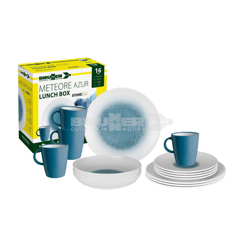 Brunner Lunch Box Meteore Azur – 16 ks sada melamínového riadu Brunner Lunch Box Meteore Azur – 16 ks sada melamínového riadu