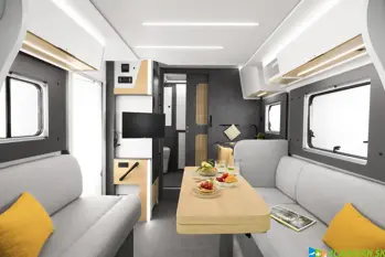 Interiér T 640 – priestranná dineta a zadná kúpeľňa s extra úložnými priestormi