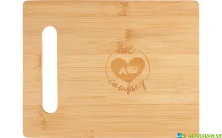 Bambusová doska na krájanie  –  „We Love Camping“