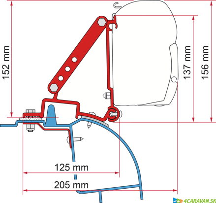 Adaptér na montáž markízy FIAMMA – Kit Renault Master H2 / Opel Movano H2 / Nissan Interstar H2