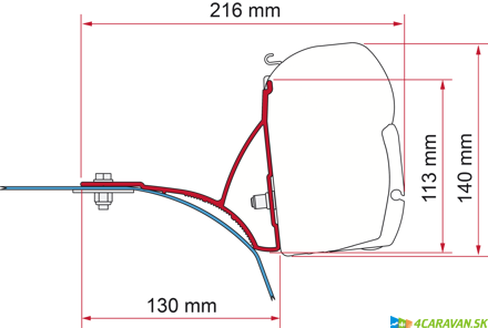 Adaptér na montáž markízy FIAMMA – Kit Ducato s dachrelingom (od 2007)