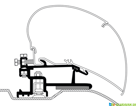 Thule adaptér Fiat Ducato od 2006 (L3H2 / L4H2) – 375–400 cm pre strešné markízy Omnistor