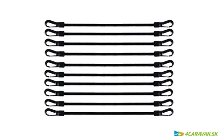 Hindermann gumové napínacie pásy s plastovými hákmi – sada 10 ks