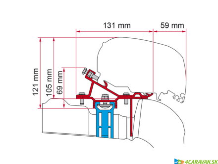 Adapter F80-F65 VW Crafter ab 2017 -strešné lišty