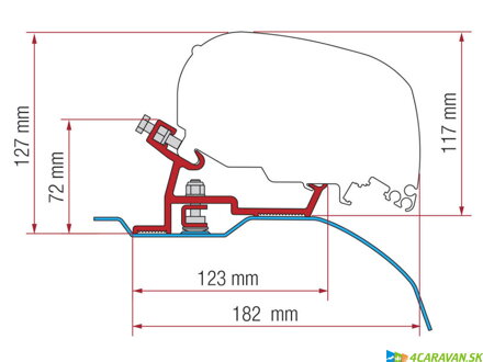 Adapter F80-F65 Fiat Ducato / Citroën Jumper / Peugeot Boxer H2 L2/L3 (≥ 2006) - streiborný