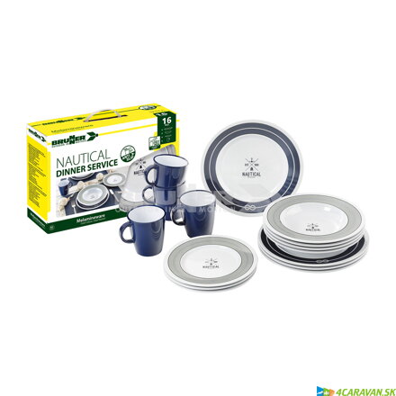 Brunner DINNER SERVICE NAUTICAL – 16-dielna sada melamínového riadu  Brunner DINNER SERVICE NAUTICAL – 16-dielna sada melamínového riadu