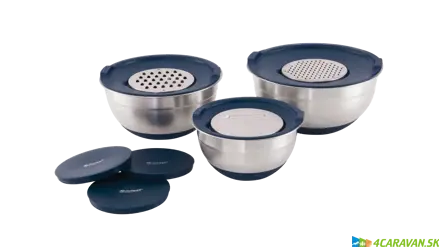 Outwell Chef Bowl Set – sada nerezových misiek s vrchnákmi a strúhadlami