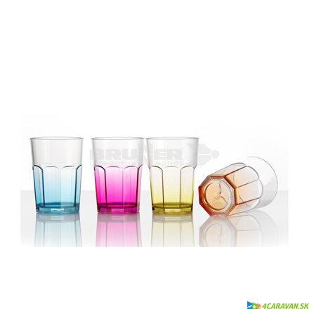 Brunner OCTOGLASS COLOR – Sada farebných pohárov s protišmykovým dnom (4 ks, 280 ml)