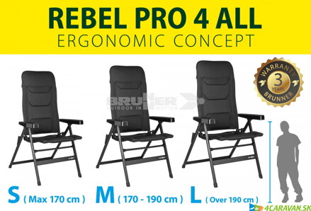 Brunner REBEL – polohovateľné kreslo 3 veľkosti, rôzne farby