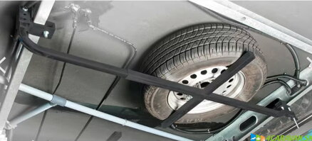 Držiak rezervného kolesa pod karavan – montáž bez vŕtania,