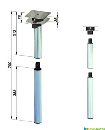 Trojdielna otočná noha pre stolík