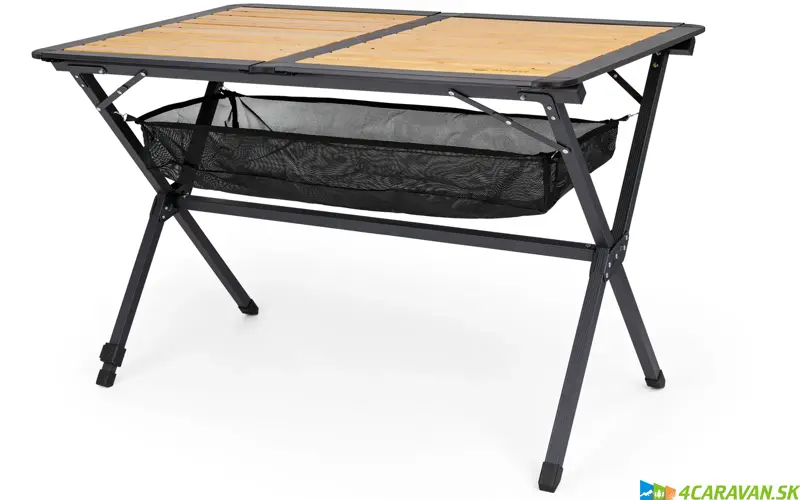 Royal skladací stôl z bambusu a hliníka – čierny, 110 × 70 cm