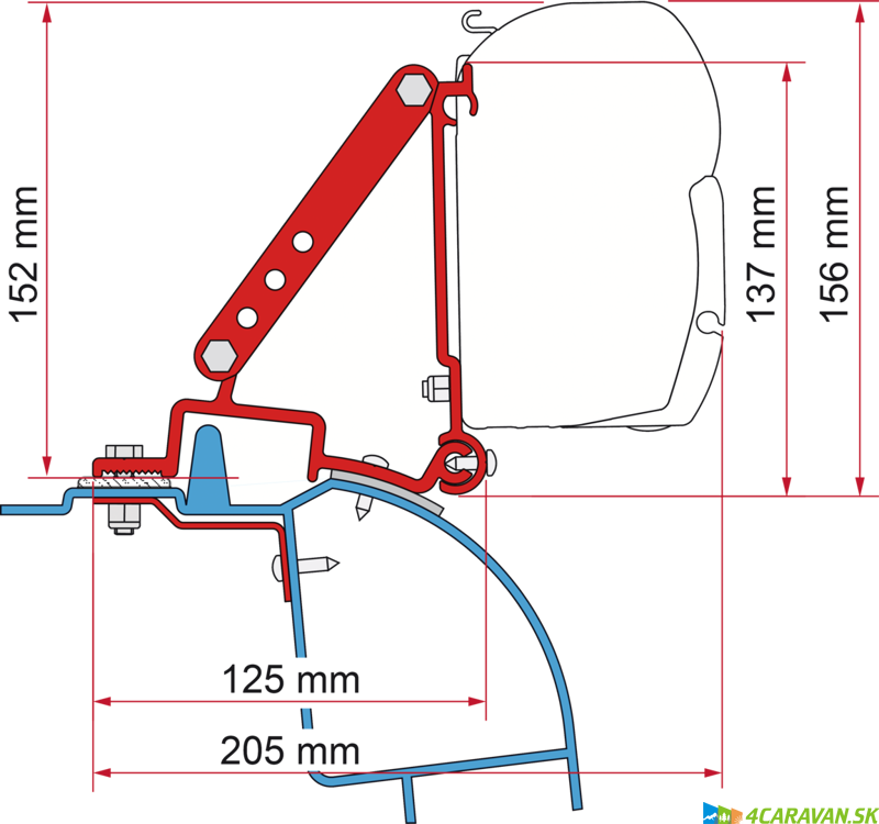 Adaptér na montáž markízy FIAMMA – Kit Renault Master H2 / Opel Movano H2 / Nissan Interstar H2