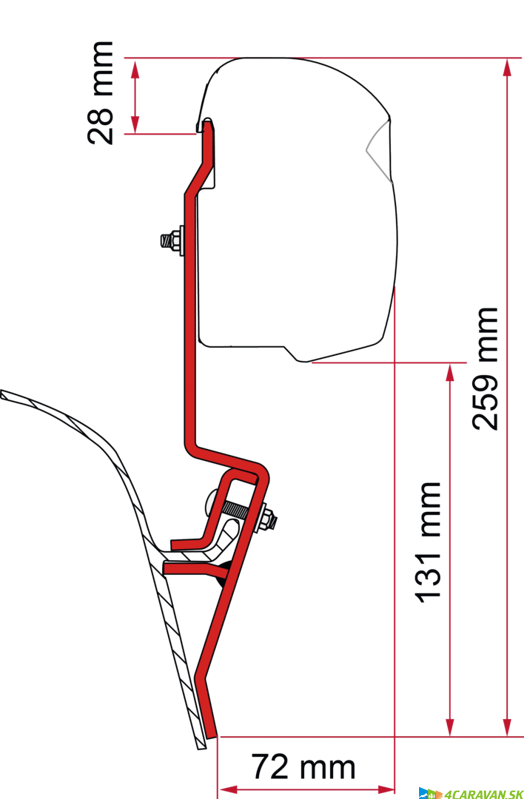 Adaptér na montáž markízy FIAMMA – Kit VW T3