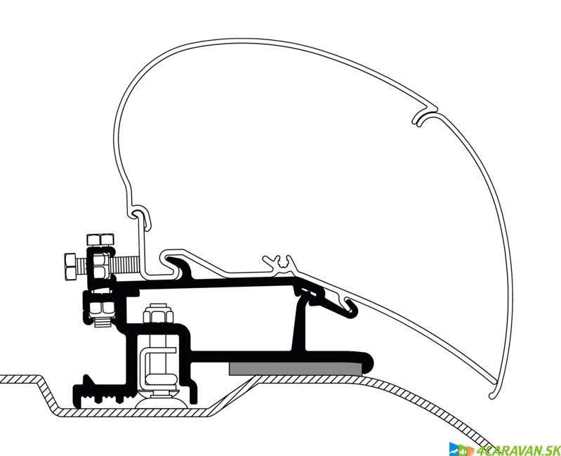Thule adaptér Fiat Ducato od 2006 (L2H2) – 325 cm pre strešné markízy Omnistor