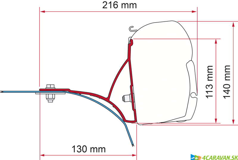 Adaptér na montáž markízy FIAMMA – Kit Ducato s dachrelingom (od 2007)