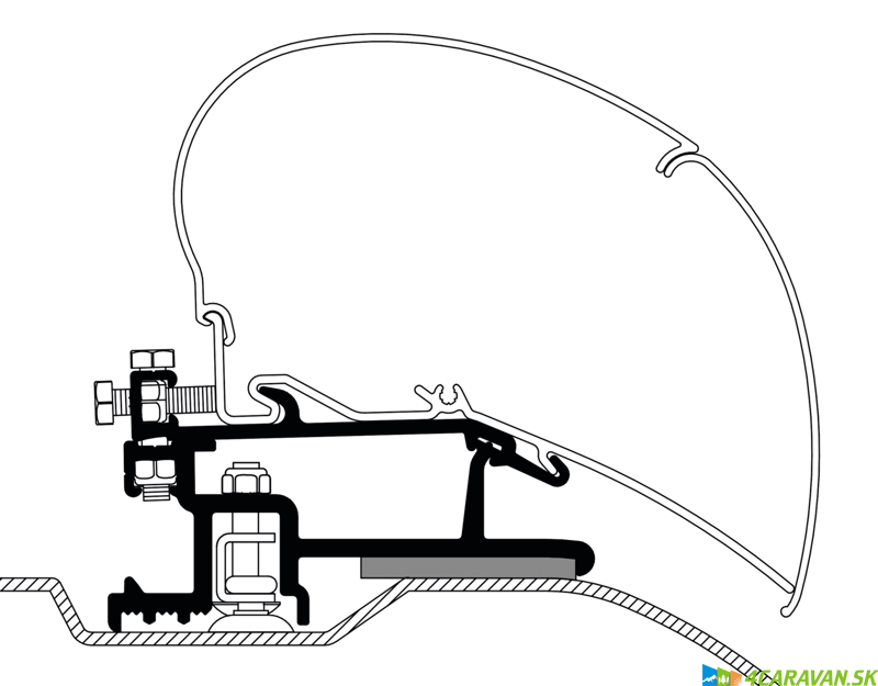 Thule adaptér Fiat Ducato od 2006 (L3H2 / L4H2) – 375–400 cm pre strešné markízy Omnistor