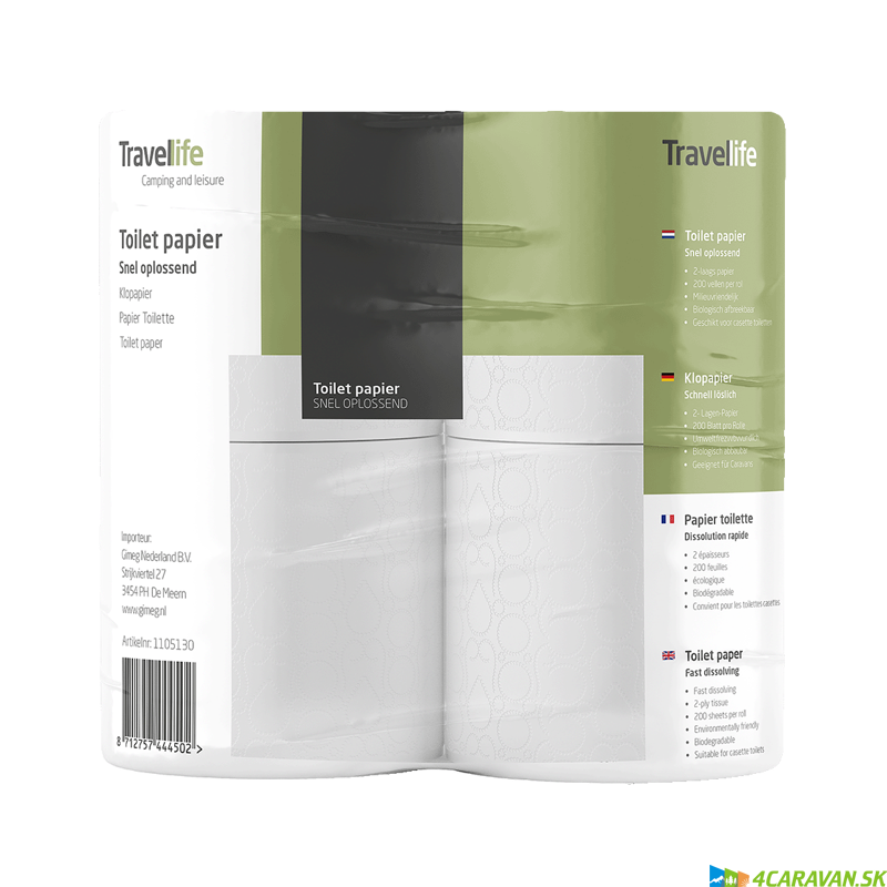Travellife toaletný papier – 4 kusy | Špeciálne pre chemické WC