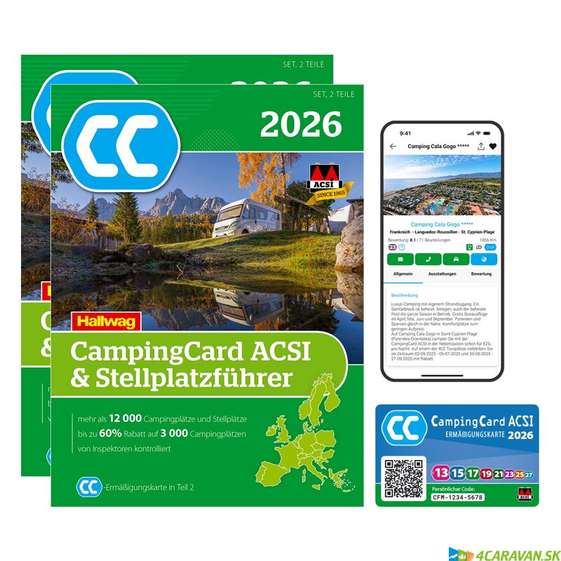 CampingCard ACSI & Stellplatzführer 2026 – sprievodca a zľavová karta pre karavanistov