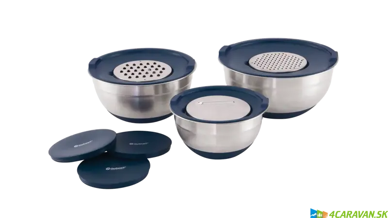 Outwell Chef Bowl Set – sada nerezových misiek s vrchnákmi a strúhadlami