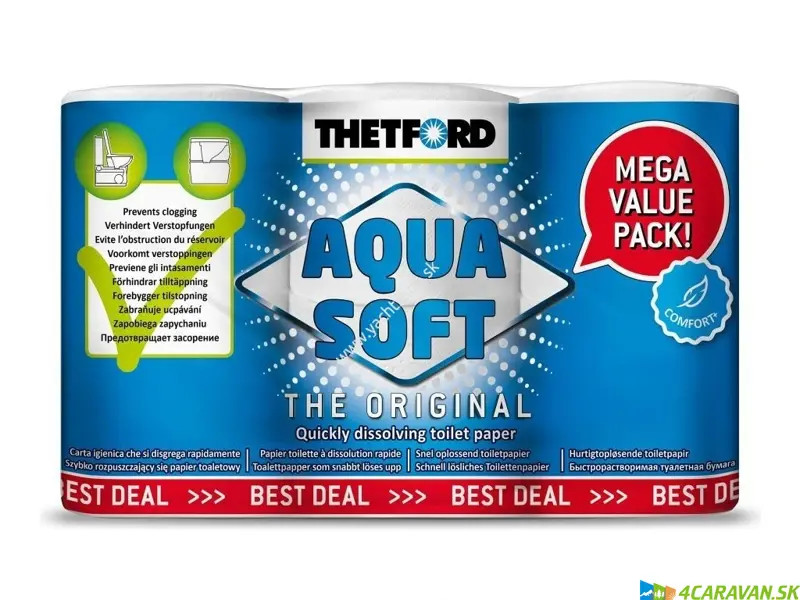 Thetford Aqua Soft – špeciálny toaletný papier pre chemické WC (6 roliek)